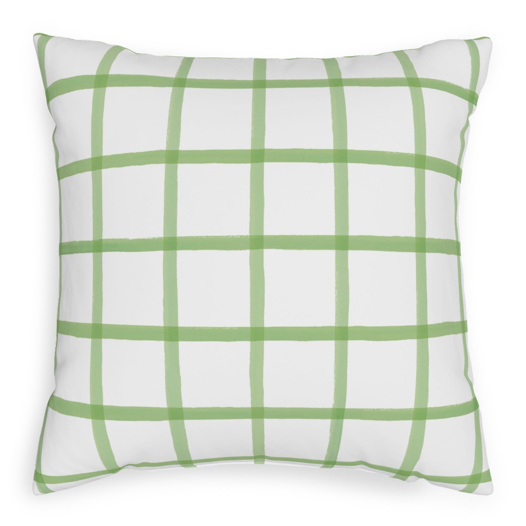 Window Pane Plaid Pillow, Woven, Black, 20x20, Single Sided, Green