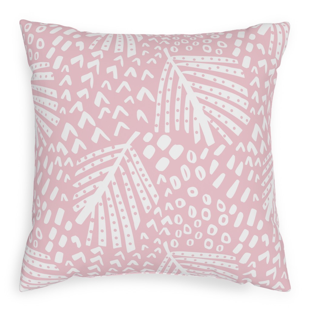 Palm Leaves Pillow, Woven, Black, 20x20, Single Sided, Pink, Quartz