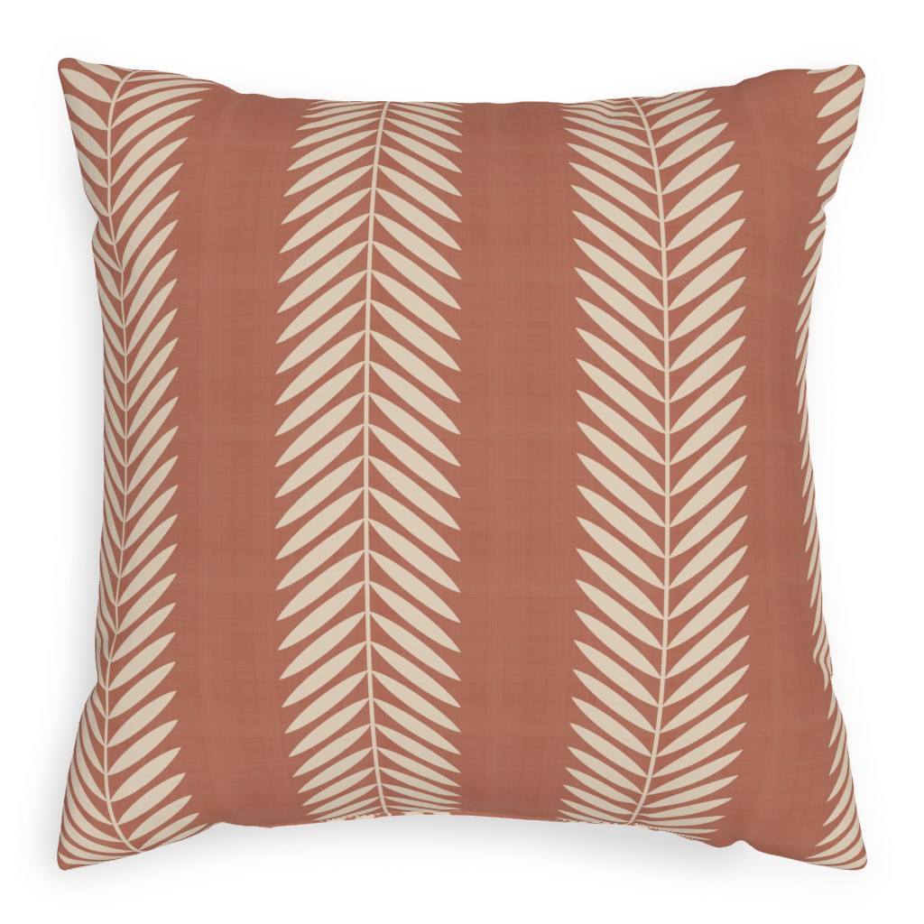 Laurel Leaf Stripe Pillow, Woven, Black, 20x20, Single Sided, Pink, Nutmeg