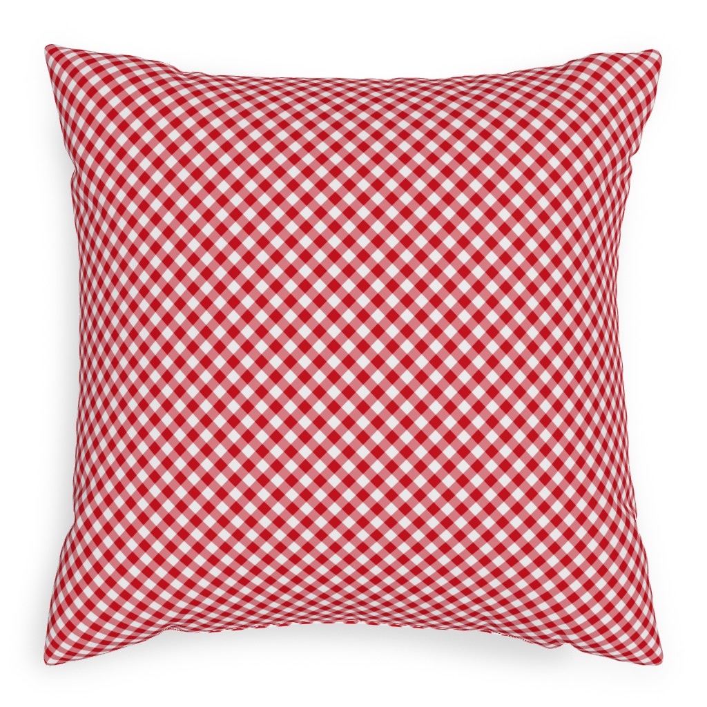 Diagonal Gingham - Red and White Pillow, Woven, Black, 20x20, Single Sided, Red