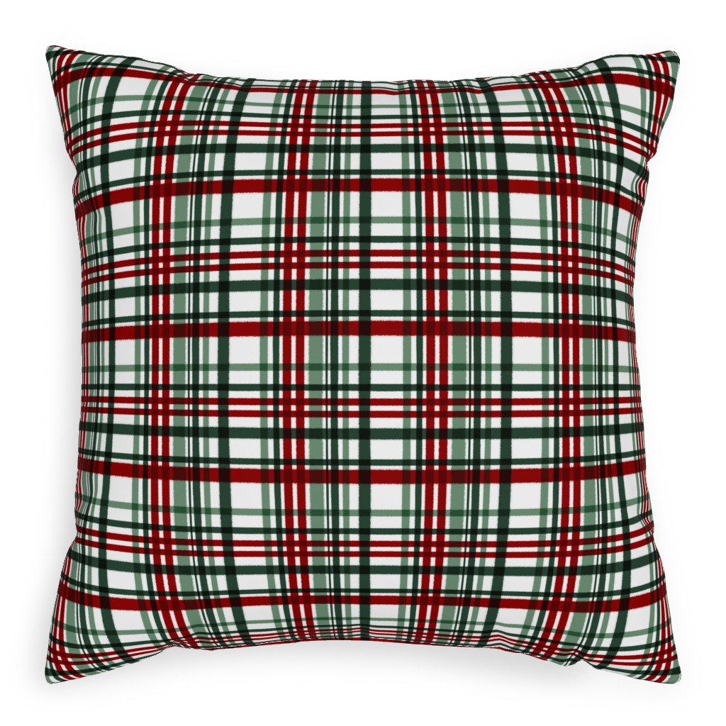 Intricate Plaid Pillow, Woven, Black, 20x20, Single Sided, Green
