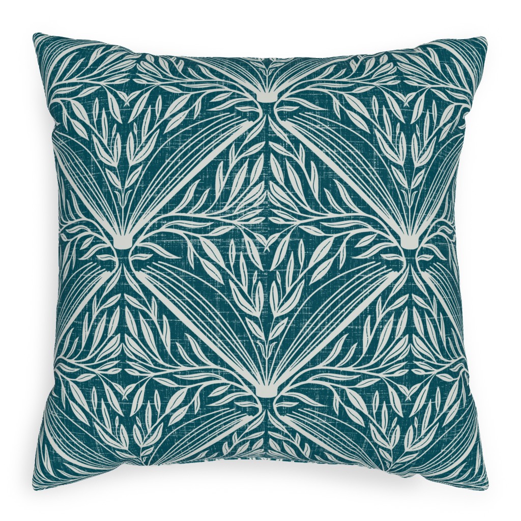 Literary Damask in Teal Pillow, Woven, Black, 20x20, Single Sided, Blue, True Blue