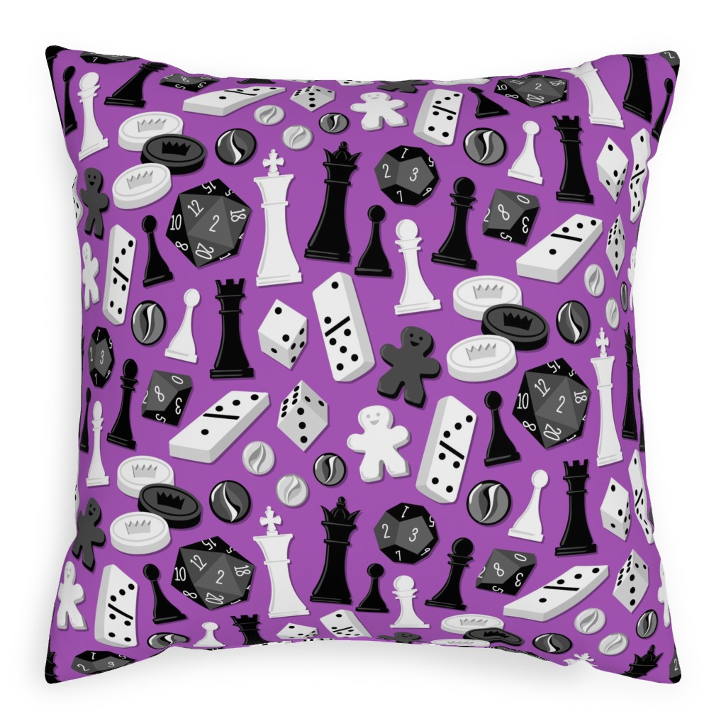 Game on Pillow, Woven, Black, 20x20, Single Sided, Purple, Grape