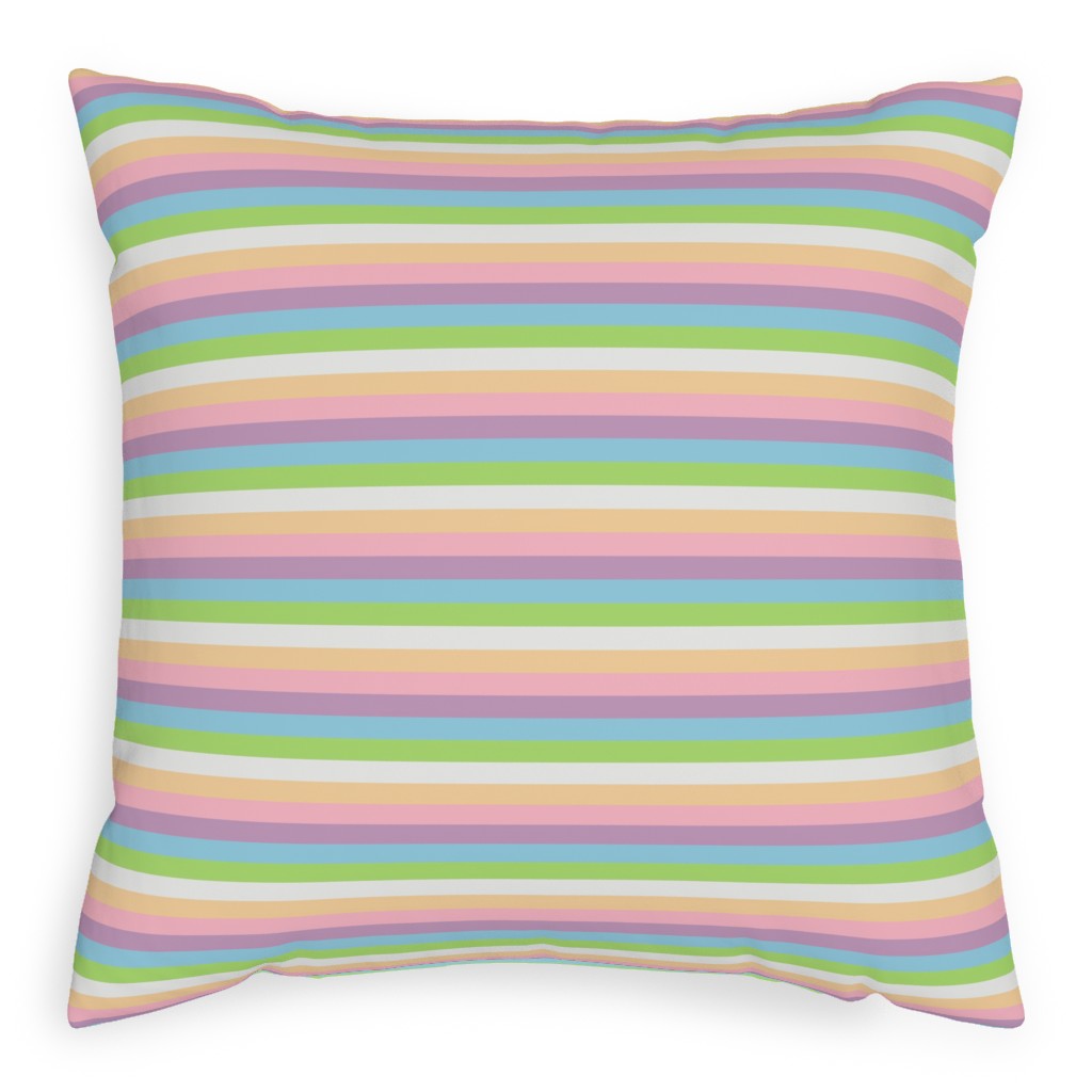 Multi Colored Stripes - Pastel Pillow, Woven, Black, 20x20, Single Sided, Multicolor