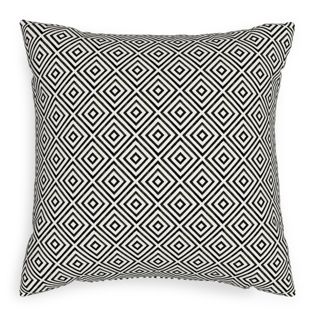 Diamond Pattern - Black and White Pillow, Woven, Black, 20x20, Single Sided, Black