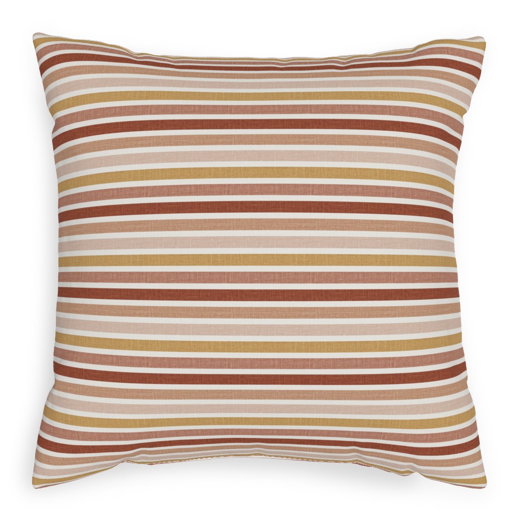 Retro Stripes - Pink on Faux Linen Pillow, Woven, Black, 20x20, Single Sided, Pink