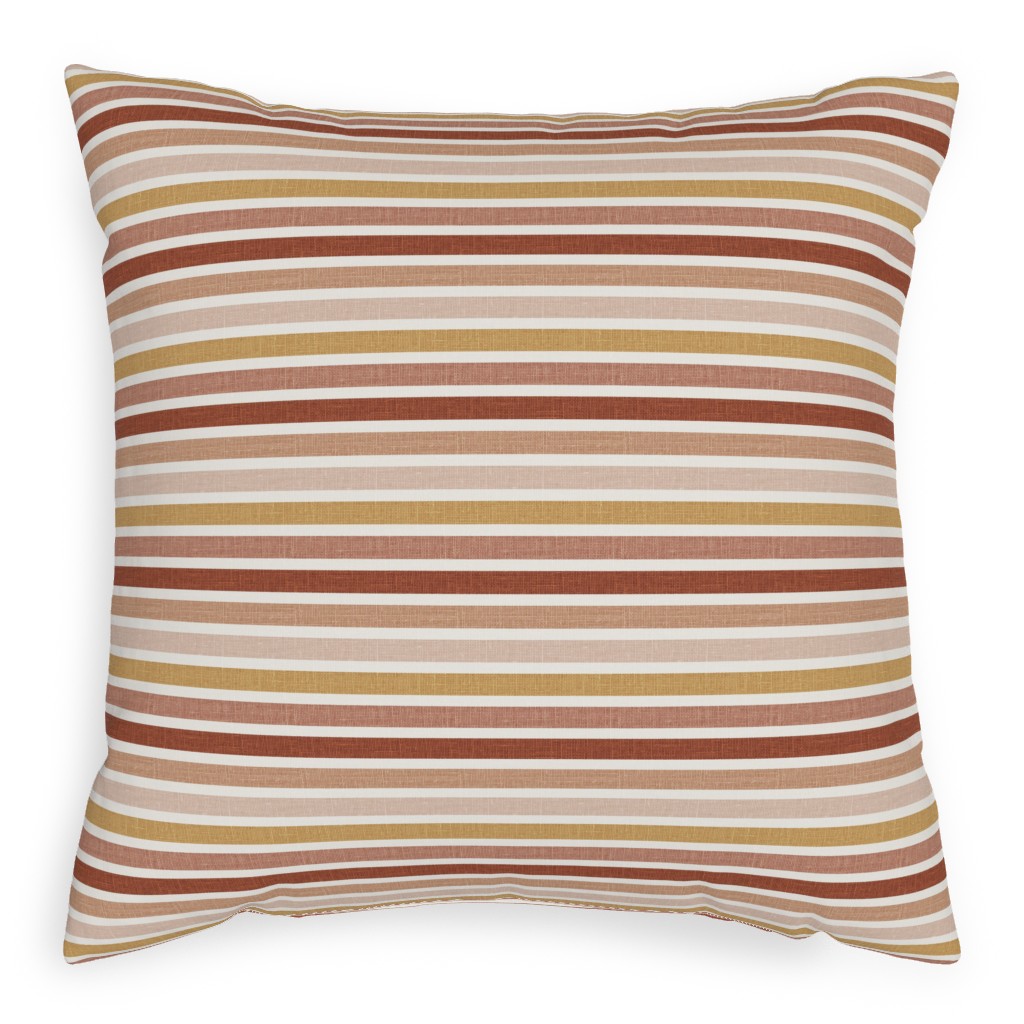 Retro Stripes - Pink on Faux Linen Pillow, Woven, Black, 20x20, Single Sided, Pink, Bright Pink