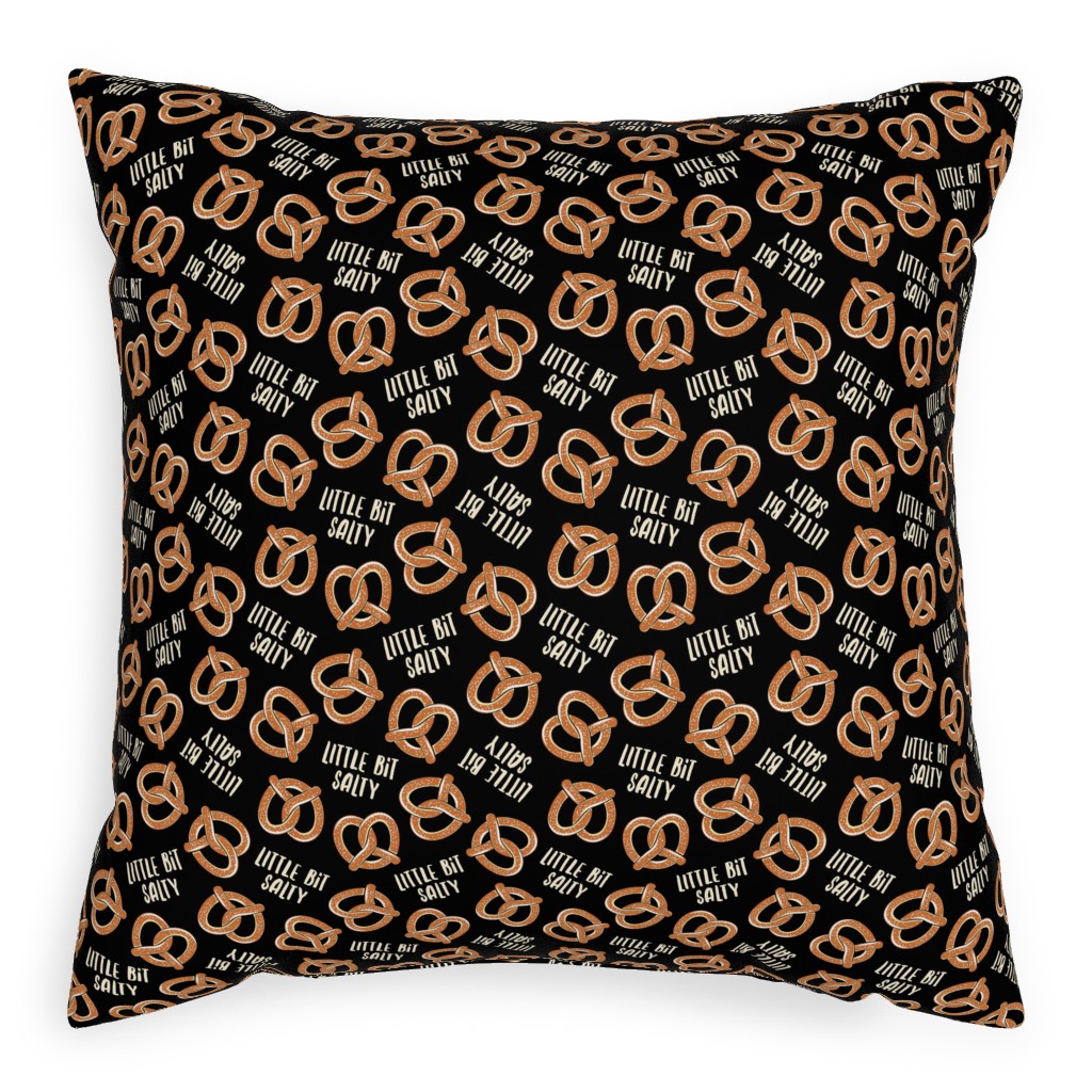Little Bit Salty - Pretzels - Black Pillow, Woven, Black, 20x20, Single Sided, Black, Black