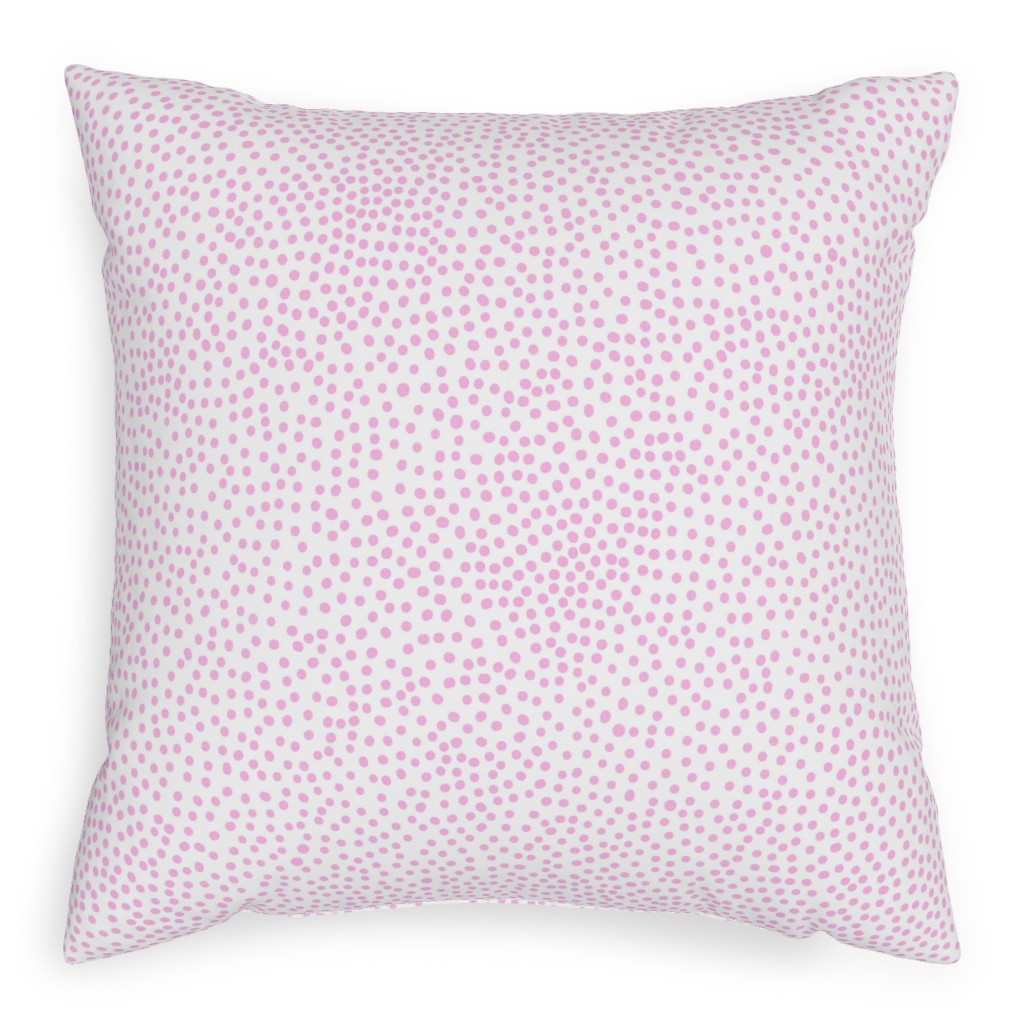 Dot - Happy Pink on White Pillow, Woven, Black, 20x20, Single Sided, Pink, Bright Pink