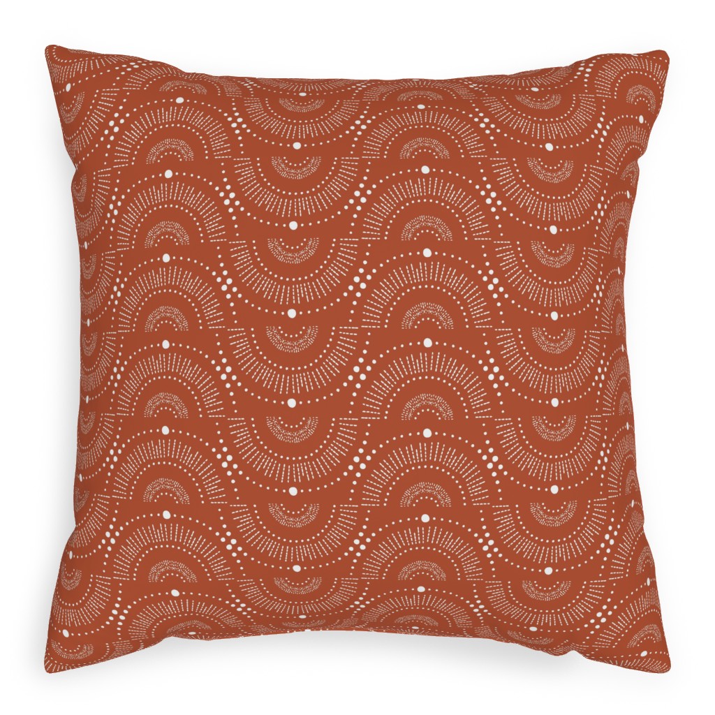 Rise and Shine Geometric - Terracotta Pillow, Woven, Black, 20x20, Single Sided, Orange