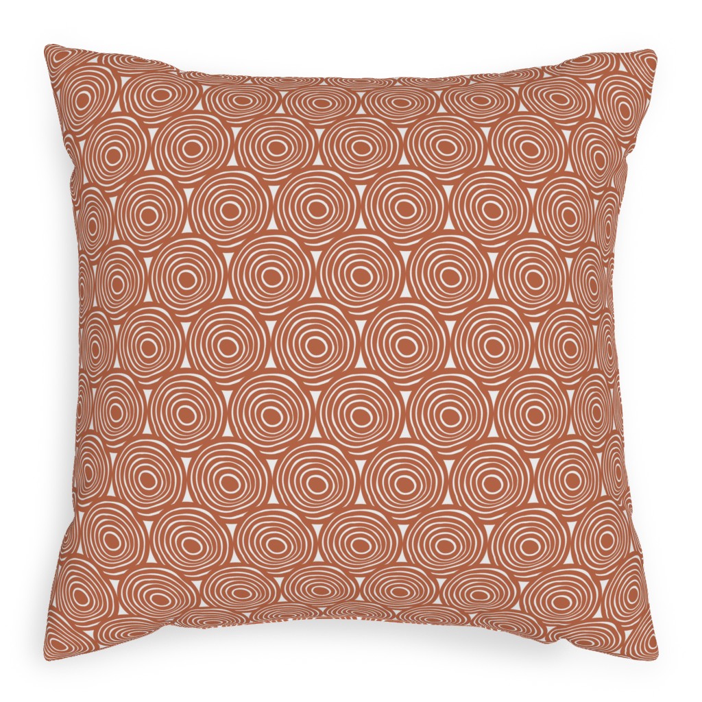 Overlapping Circles - Terracotta Pillow, Woven, Black, 20x20, Single Sided, Brown, Brown