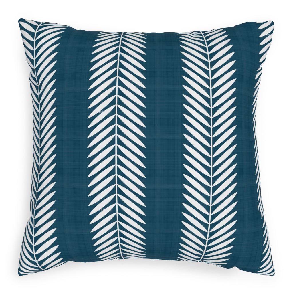 Laurel Leaf Stripe Pillow, Woven, Black, 20x20, Single Sided, Blue