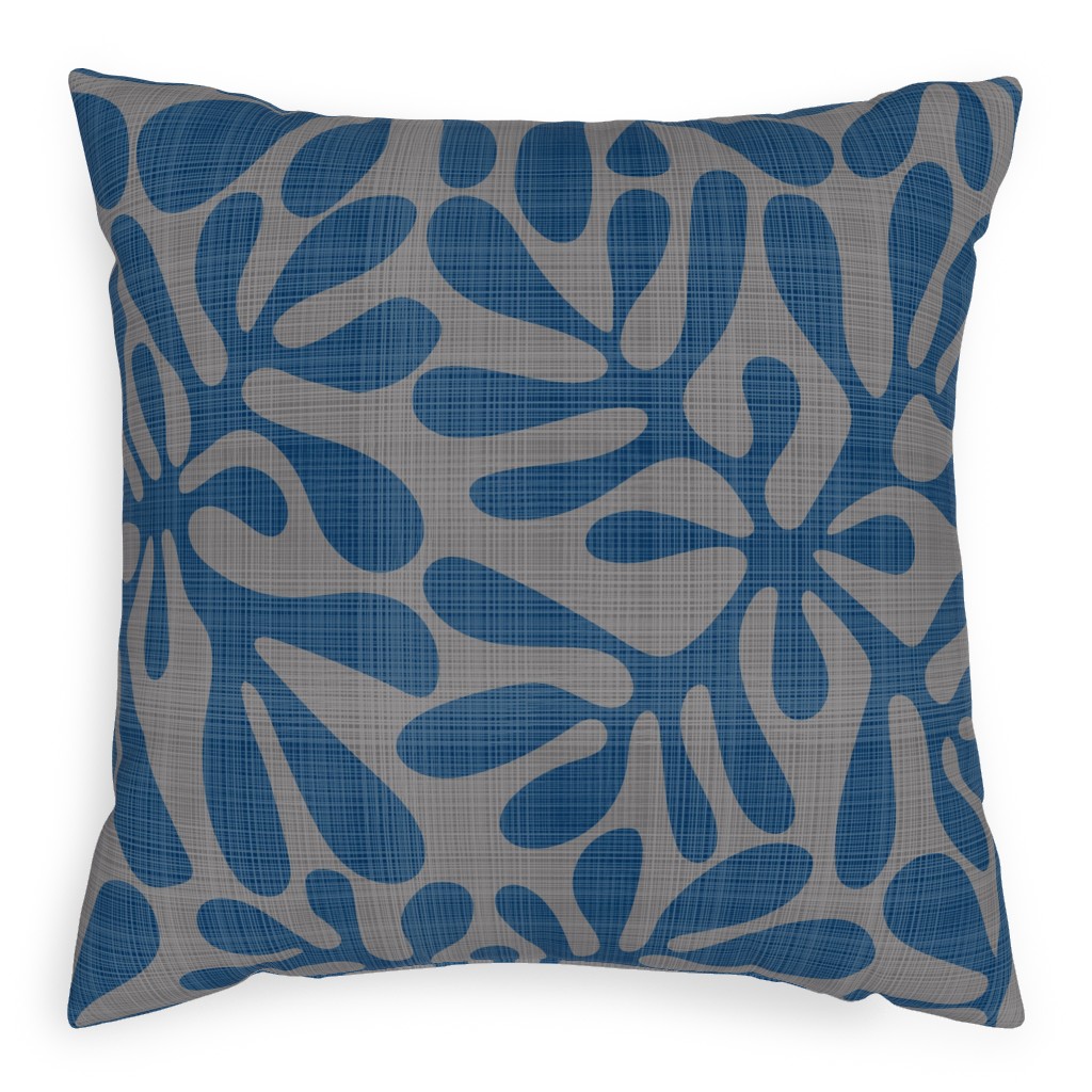 Block Print Texture Pillow, Woven, Black, 20x20, Single Sided, Blue, Cornflower