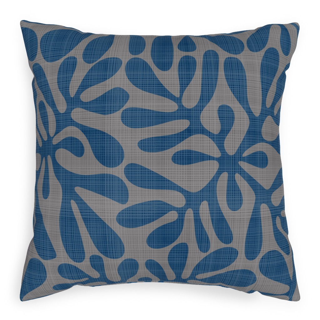 Block Print Texture Pillow, Woven, Black, 20x20, Single Sided, Blue