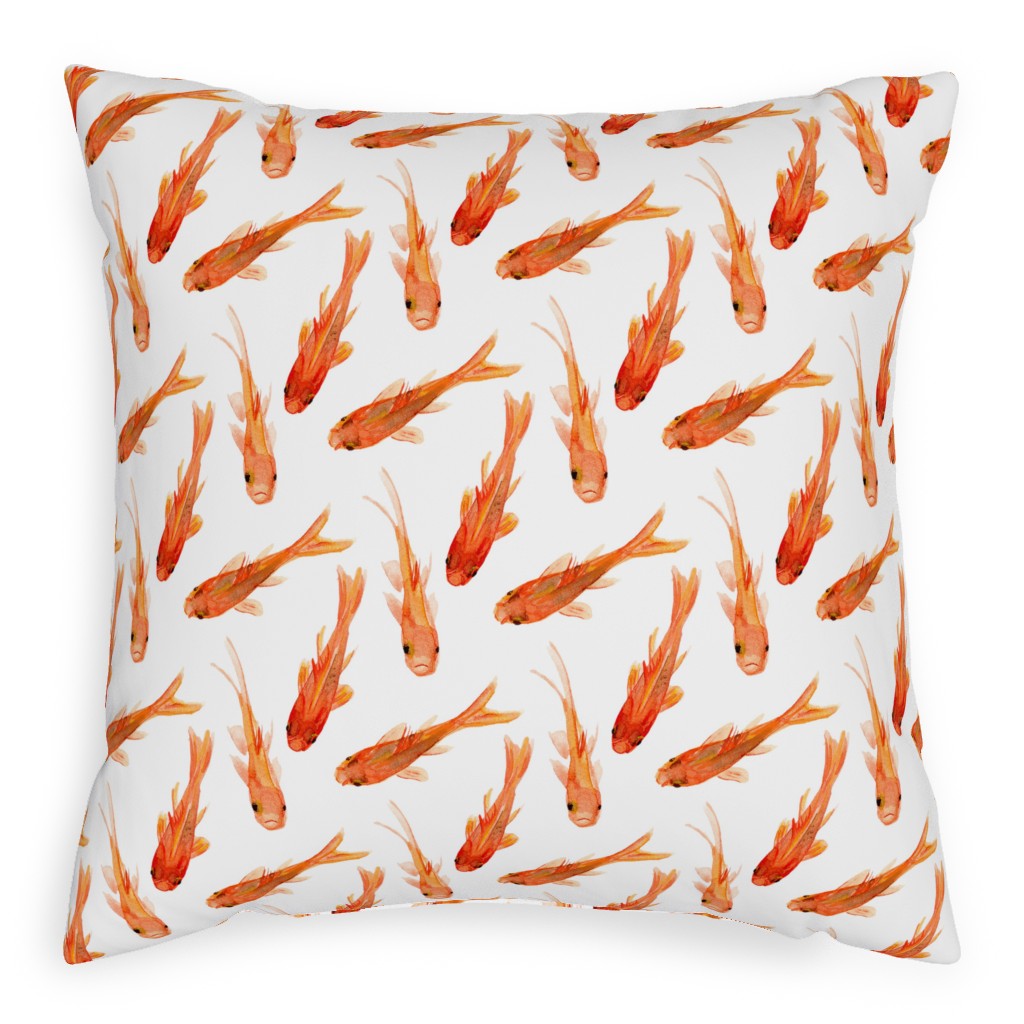Goldfish Pillow, Woven, Black, 20x20, Single Sided, Orange, Orange