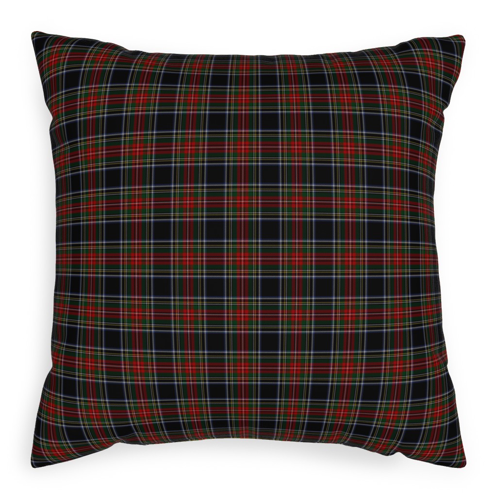 Black Stewart Tartan - Red Pillow, Woven, Black, 20x20, Single Sided, Black