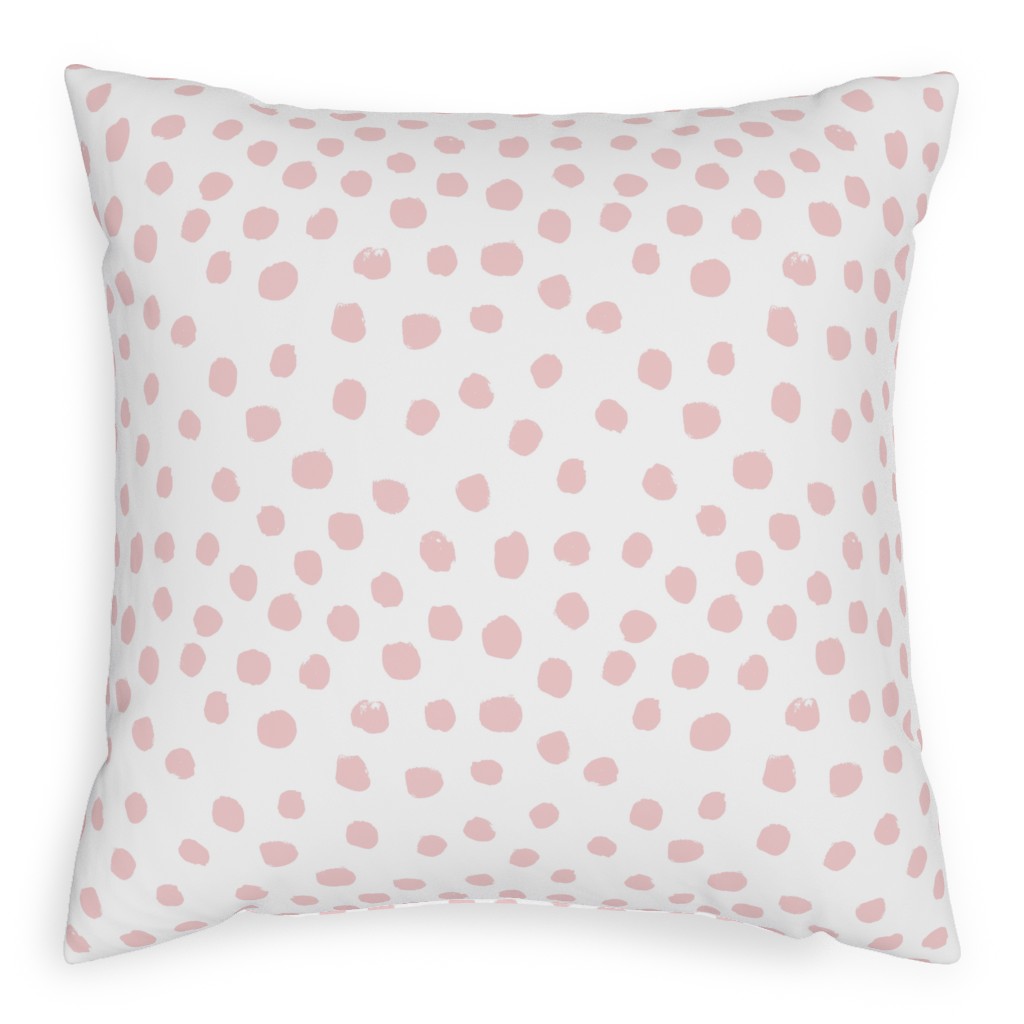 Soft Painted Dots Pillow, Woven, Black, 20x20, Single Sided, Pink