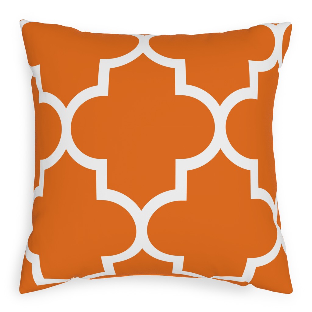 Quatrefoil - Orange Pillow, Woven, Black, 20x20, Single Sided, Orange, Orange