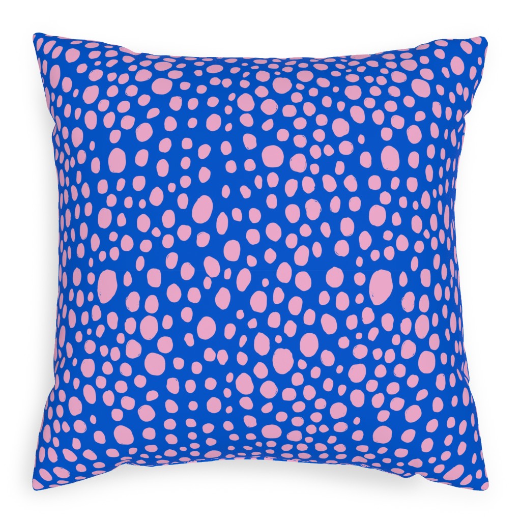 Polka Dot - Blue and Pink Pillow, Woven, Black, 20x20, Single Sided, Blue