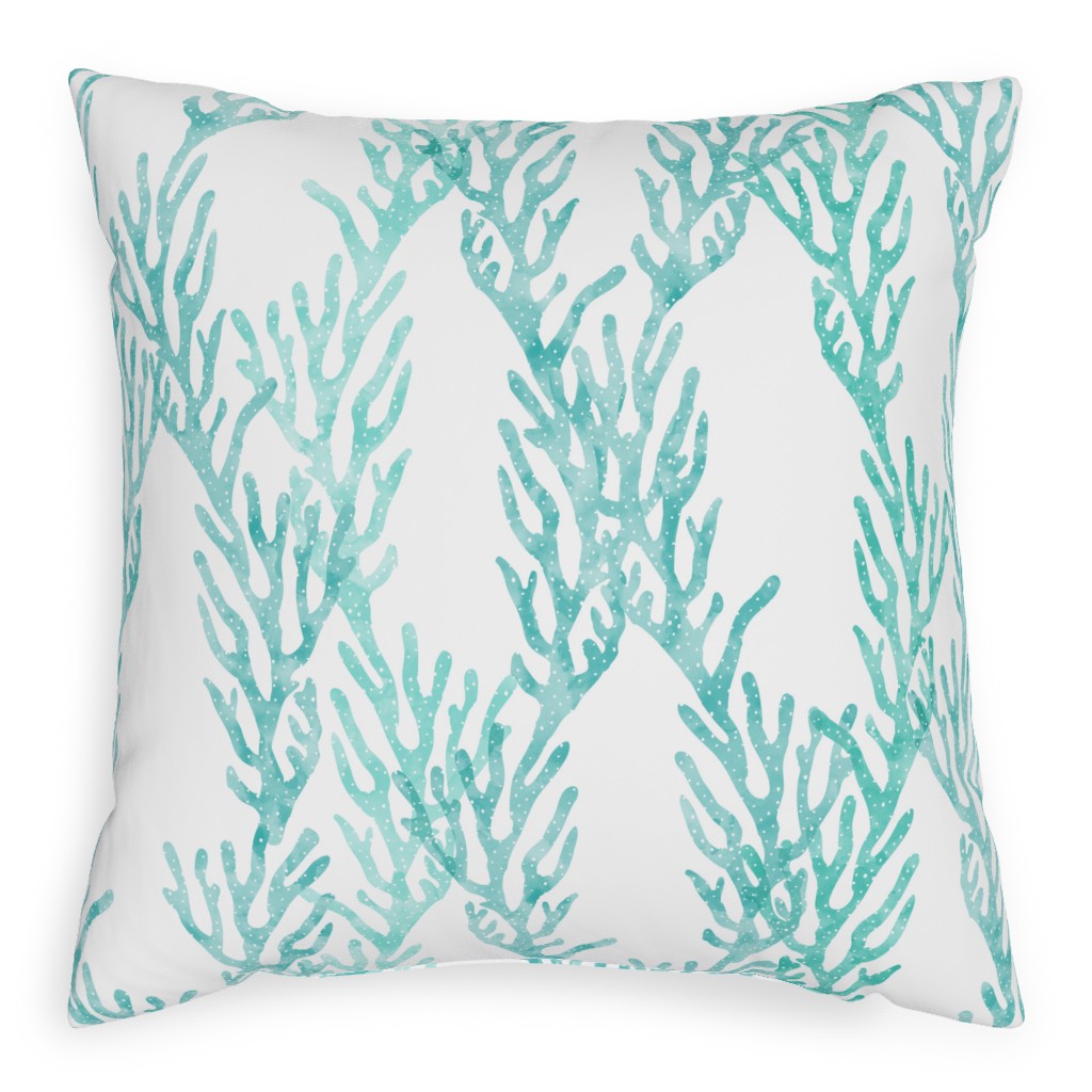 Coral Mermaid Pillow, Woven, Black, 20x20, Single Sided, Blue