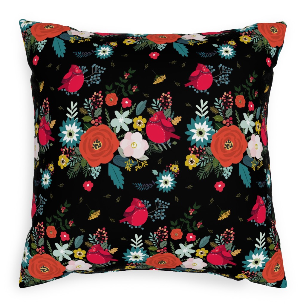 Winter Fields - Black Pillow, Woven, Black, 20x20, Single Sided, Multicolor