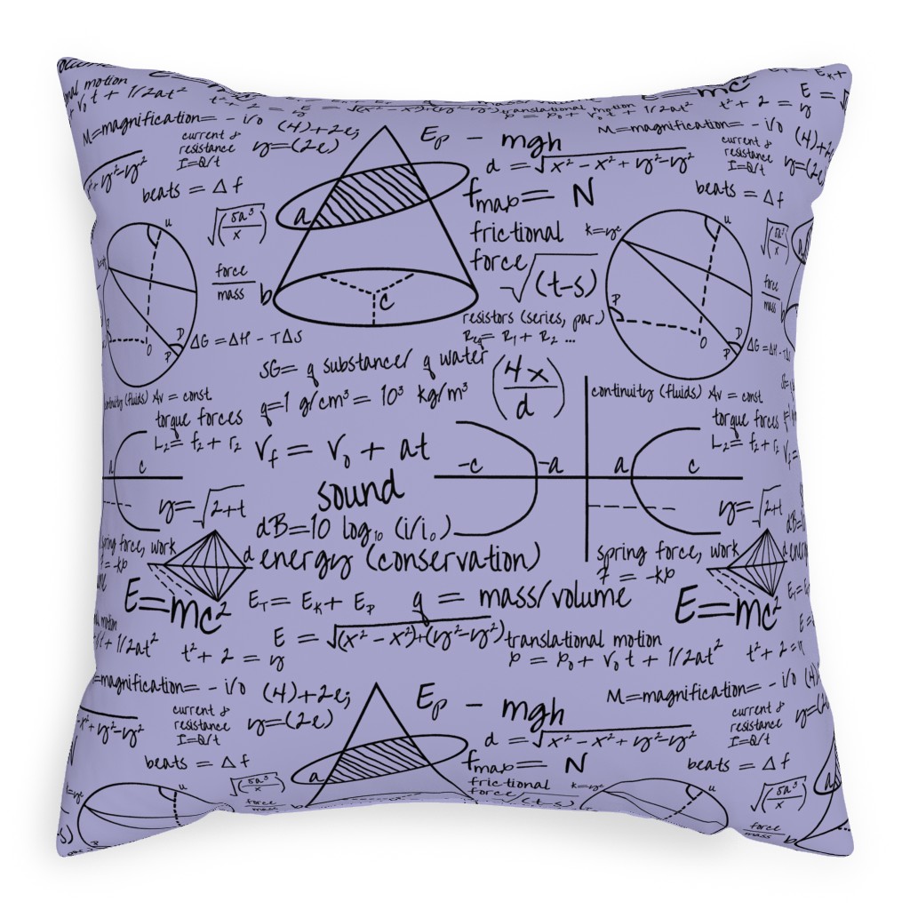 Common Equations Pillow, Woven, Black, 20x20, Single Sided, Purple, Purple Haze
