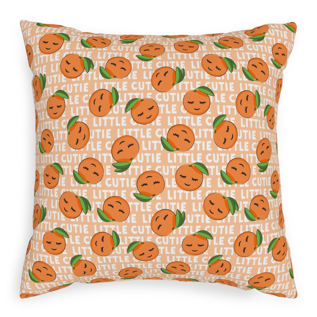 Little Cutie - Happy Oranges - Orange Pillow, Woven, Black, 20x20, Single Sided, Orange