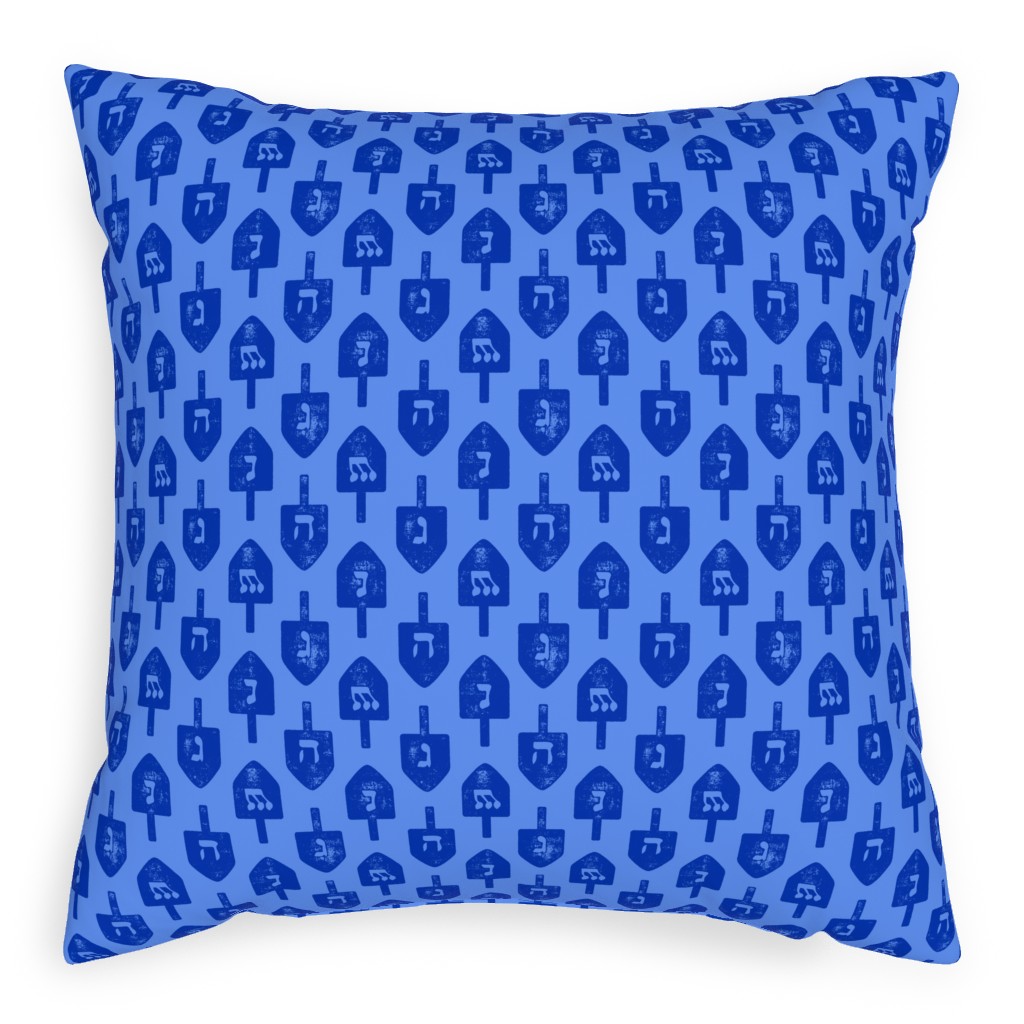Dreidel - Blue Pillow, Woven, Black, 20x20, Single Sided, Blue, True Blue