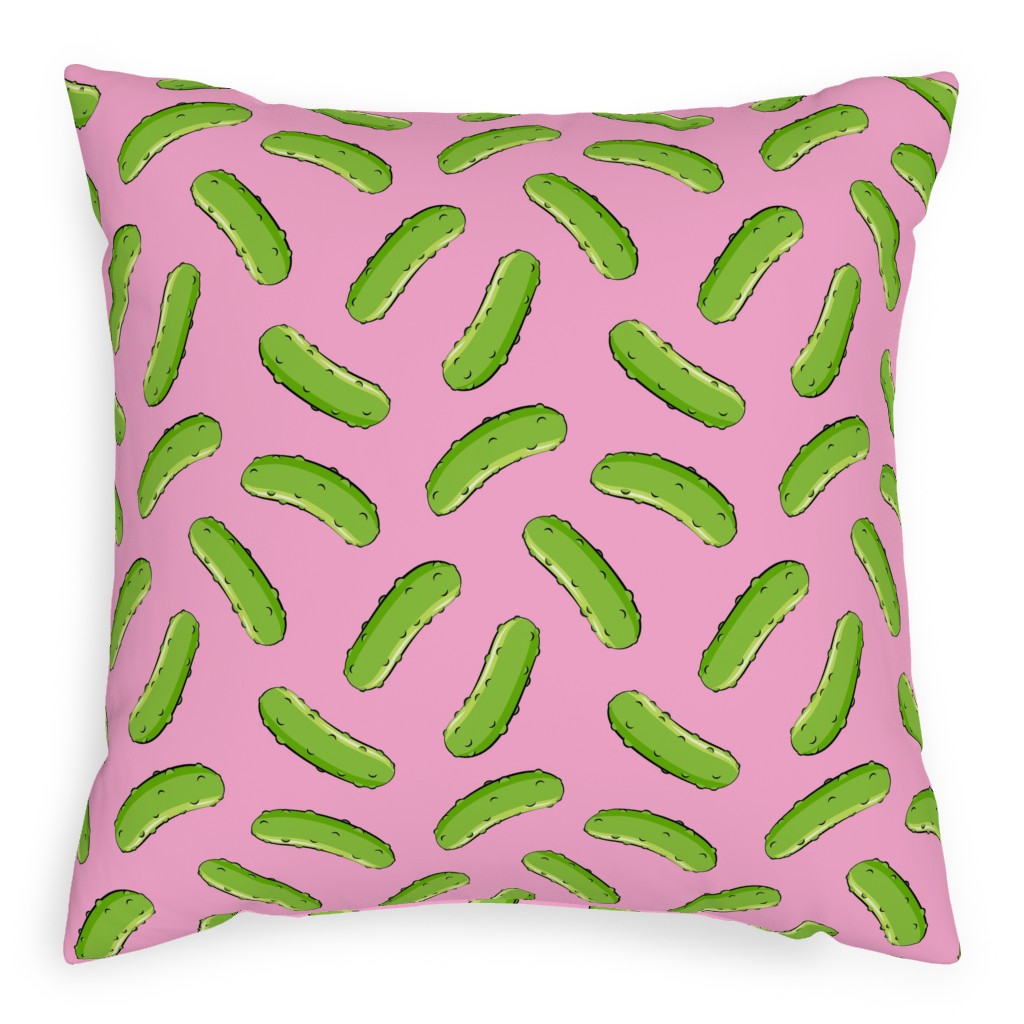 Pickles - Pink Pillow, Woven, Black, 20x20, Single Sided, Pink, Bright Pink