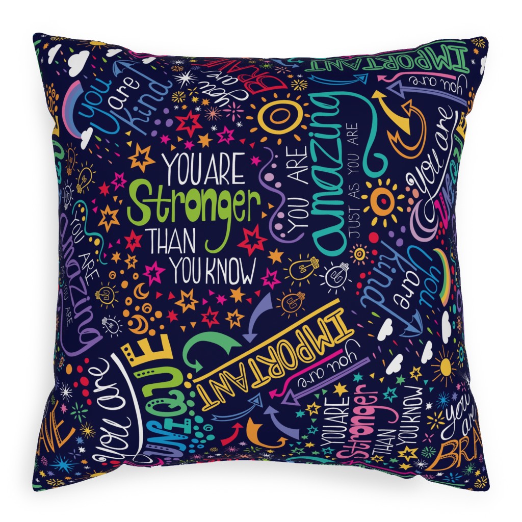 Affirmations Pillow, Woven, Black, 20x20, Single Sided, Multicolor, Black