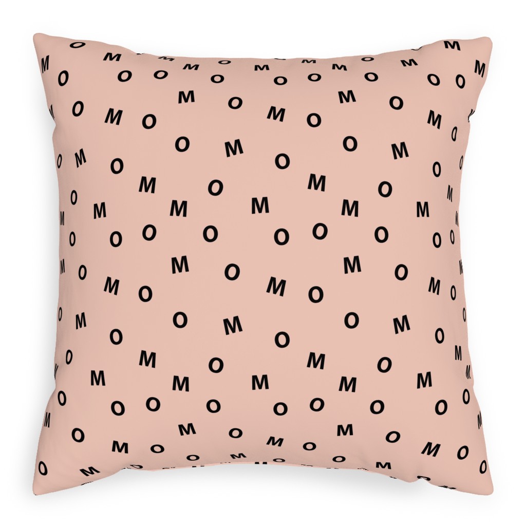 Sweet Mom Typography - Pale Nude Pillow, Woven, Black, 20x20, Single Sided, Pink, Bright Pink