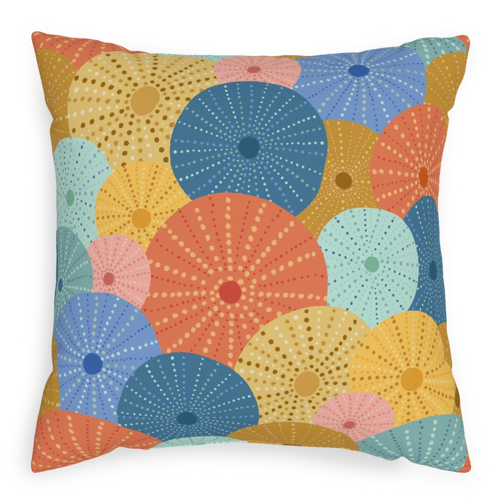 Colorful Sea Urchins Pillow, Woven, Black, 20x20, Single Sided, Multicolor