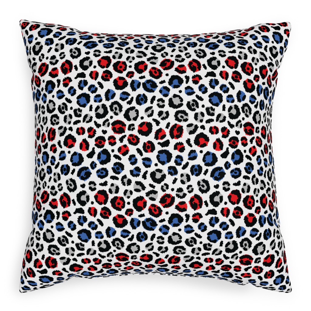 Patriotic Leopard Pillow, Woven, Black, 20x20, Single Sided, Multicolor