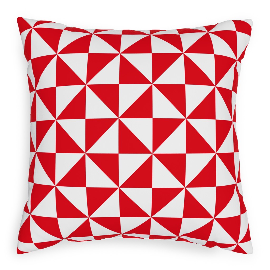 Pinwheels - Red and White Pillow, Woven, Black, 20x20, Single Sided, Red