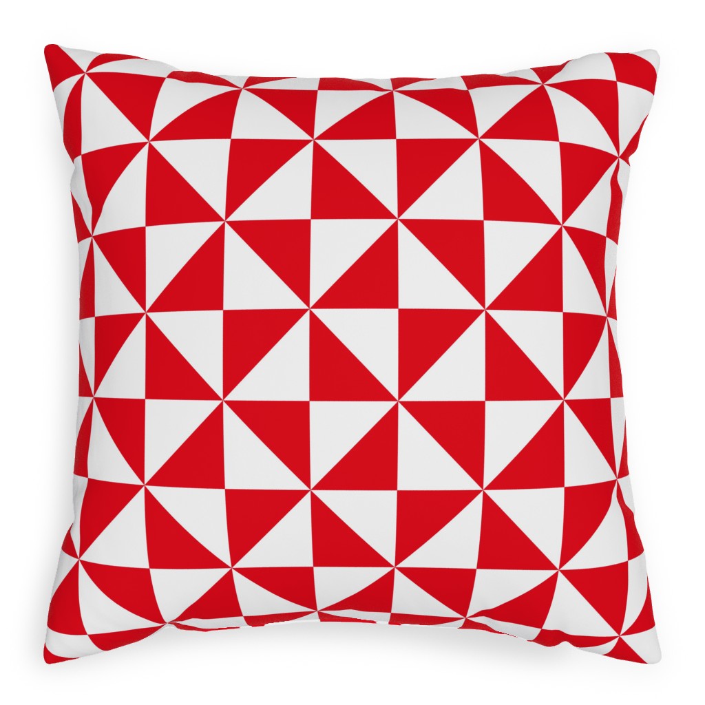 Pinwheels - Red and White Pillow, Woven, Black, 20x20, Single Sided, Red, Red