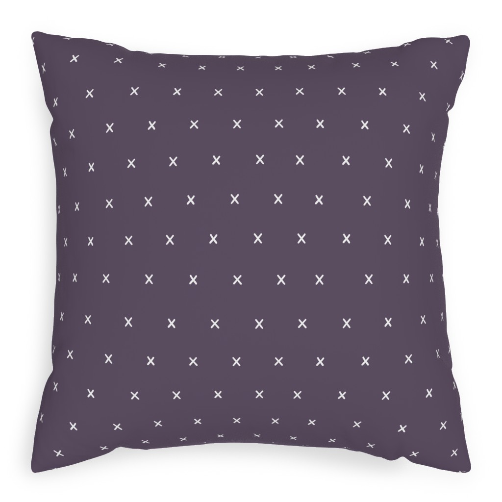 Criss Crosses on Purple Pillow, Woven, Black, 20x20, Single Sided, Purple