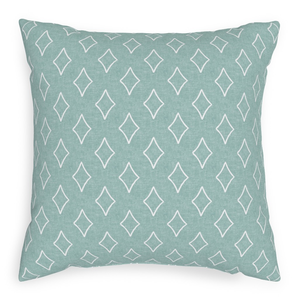 Diamonds Coordinate Woven - Mint Pillow, Woven, Black, 20x20, Single Sided, Green, Classic Green