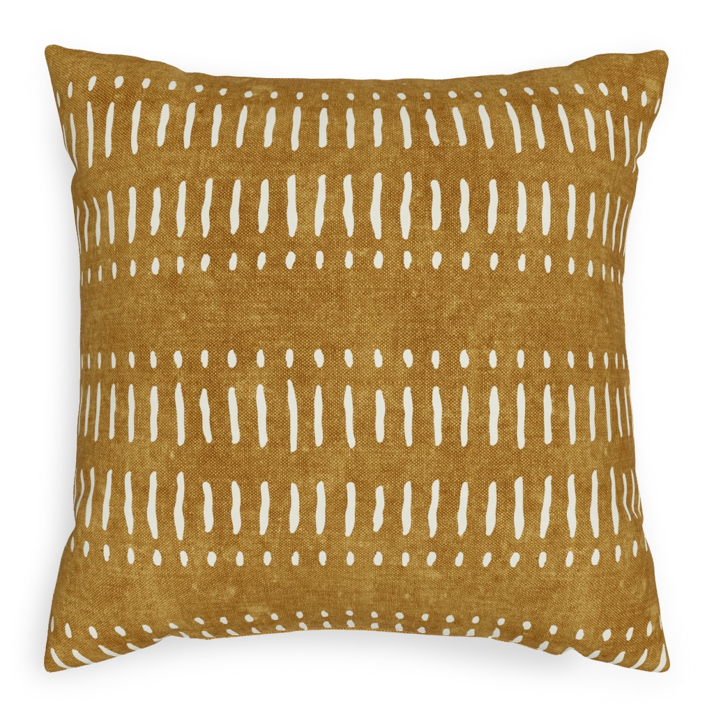 Dash Dot Stripes Pillow, Woven, Black, 20x20, Single Sided, Yellow