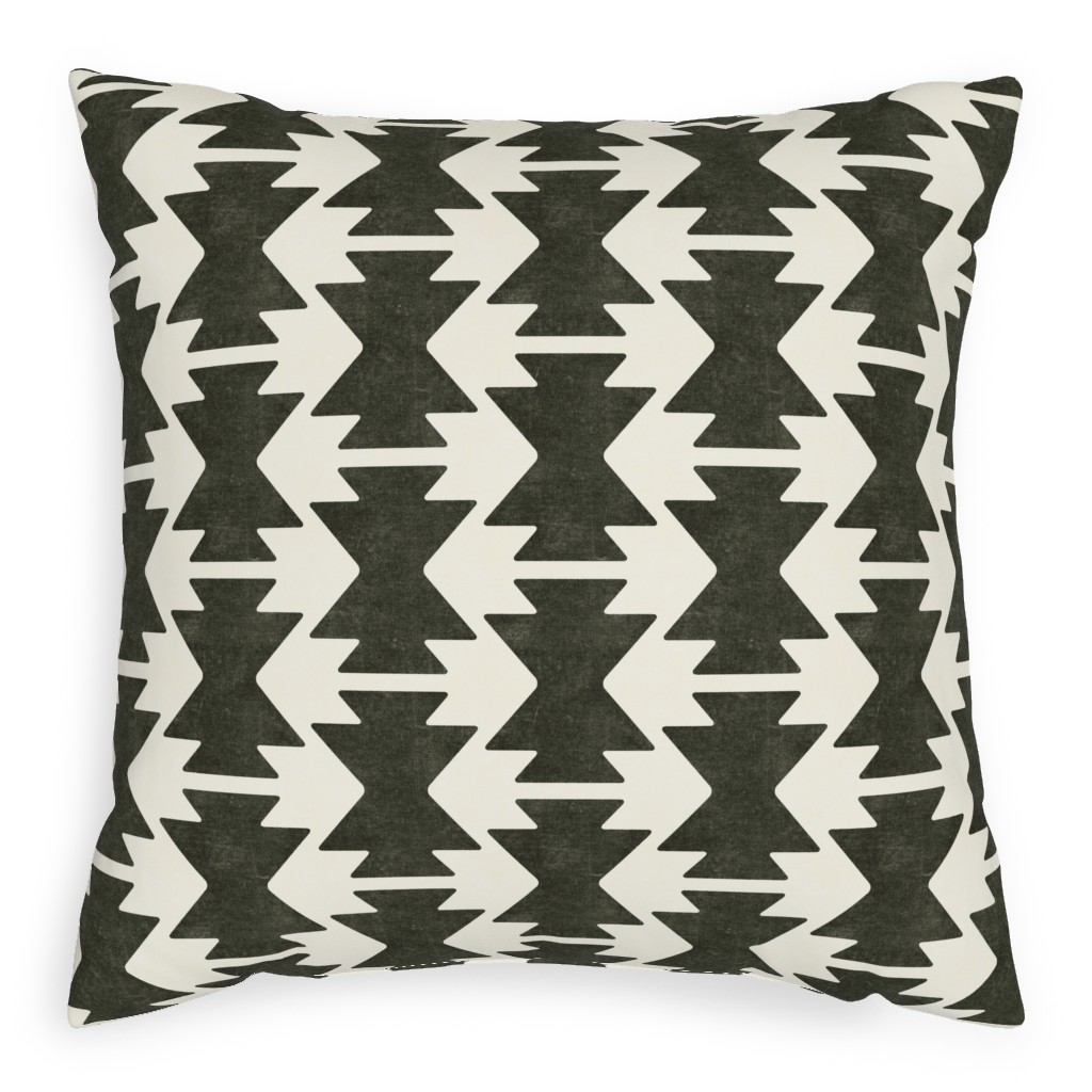 Bohemian Aztec Pillow, Woven, Black, 20x20, Single Sided, Black, Dark Gray