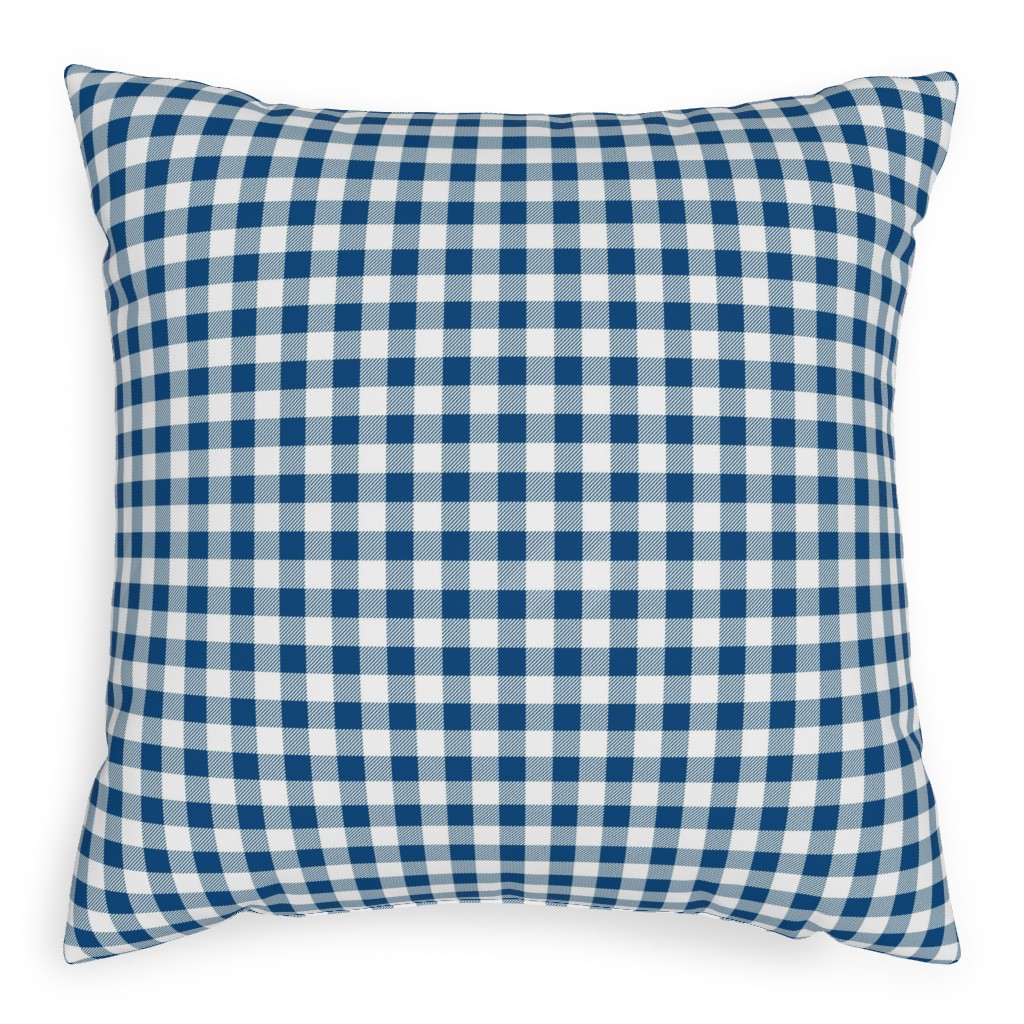 Classic Gingham - Blue Pillow, Woven, Black, 20x20, Single Sided, Blue, True Blue