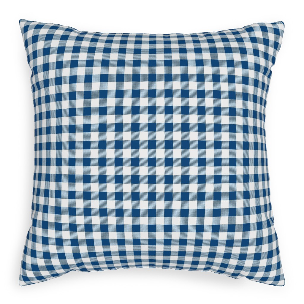 Classic Gingham - Blue Pillow, Woven, Black, 20x20, Single Sided, Blue