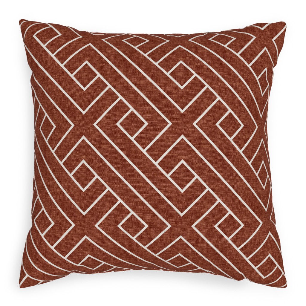 Cadence Geometric Weave - Rust Pillow, Woven, Black, 20x20, Single Sided, Red, Red