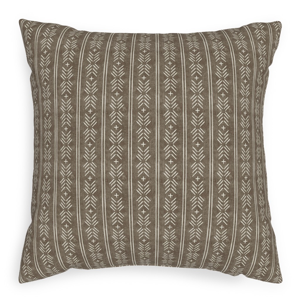 Mudcloth Arrow Stripes - Golden Beige Pillow, Woven, Black, 20x20, Single Sided, Brown
