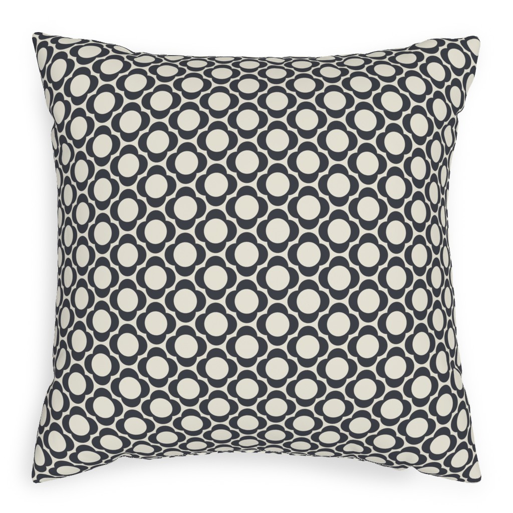 Lotta's Scandi Daisy - Navy on Cream Pillow, Woven, Beige, 20x20, Single Sided, Beige, Pearl