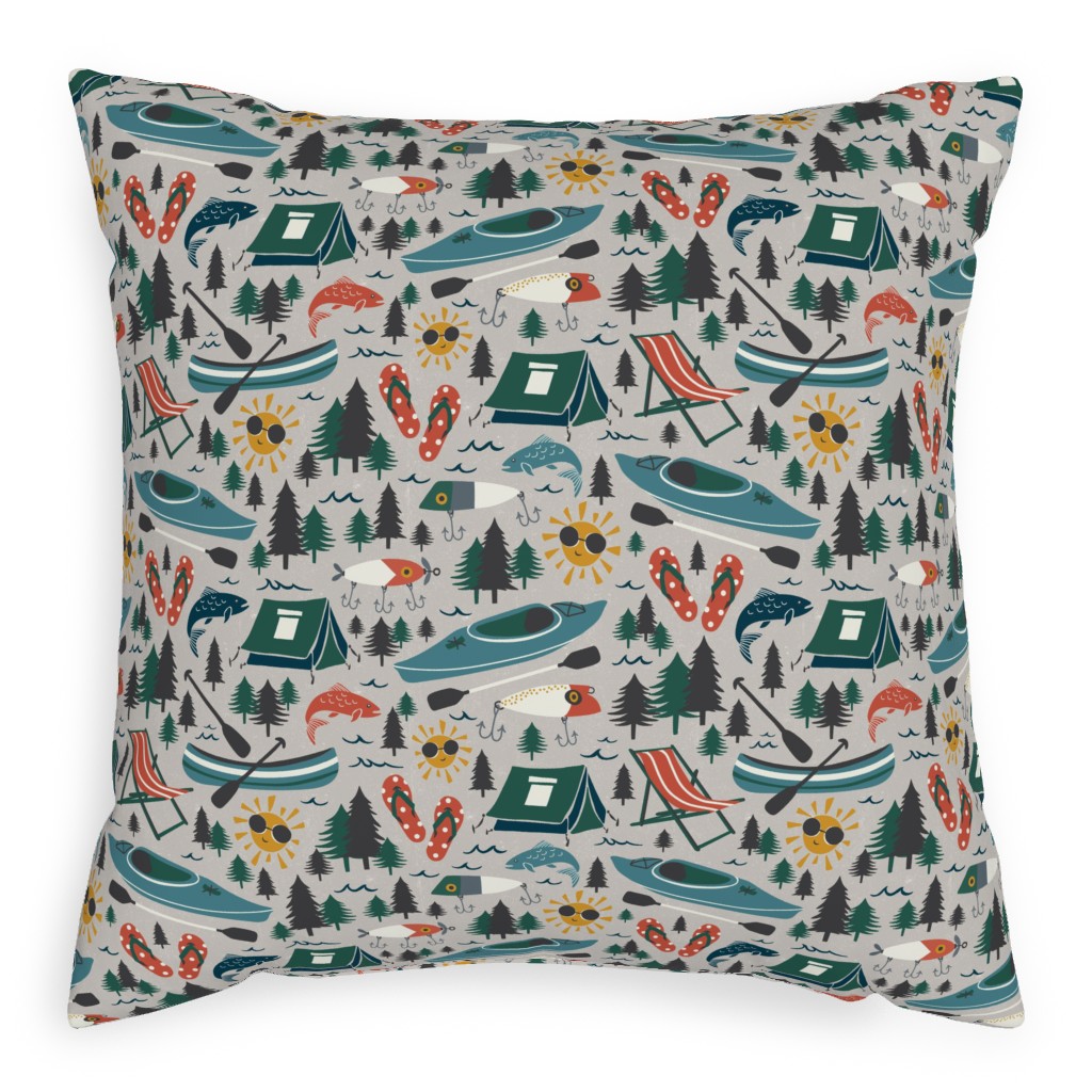 Lake Life Pillow, Woven, Beige, 20x20, Single Sided, Multicolor, Sandstone