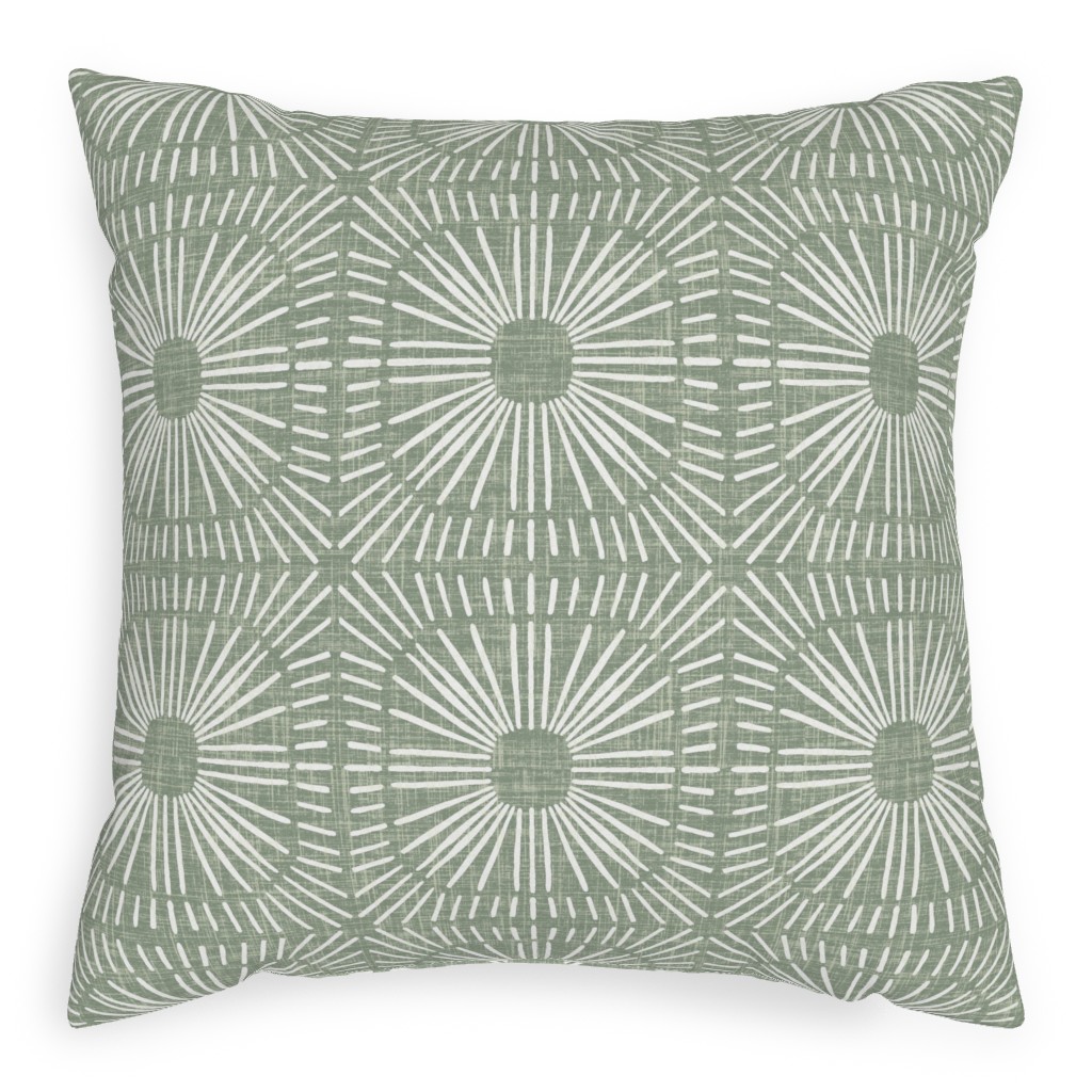 Sunburst in Sage Pillow, Woven, Beige, 20x20, Single Sided, Green, Classic Green