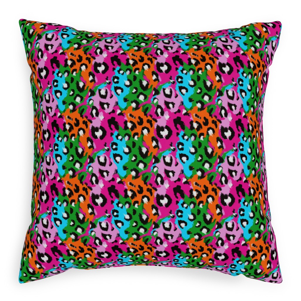 Leopard Print - Multi Pillow, Woven, Beige, 20x20, Single Sided, Multicolor