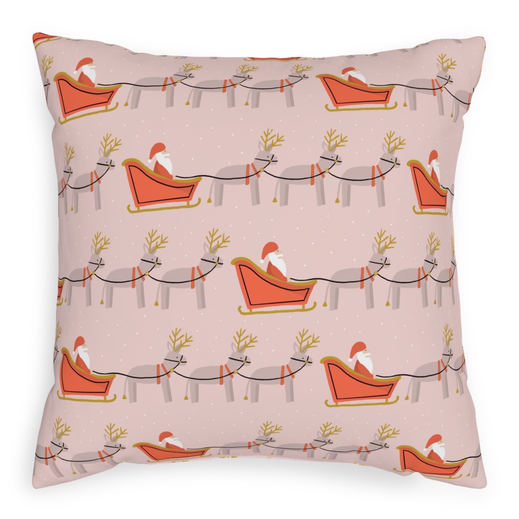 Santa Claus Pillow, Woven, Beige, 20x20, Single Sided, Pink