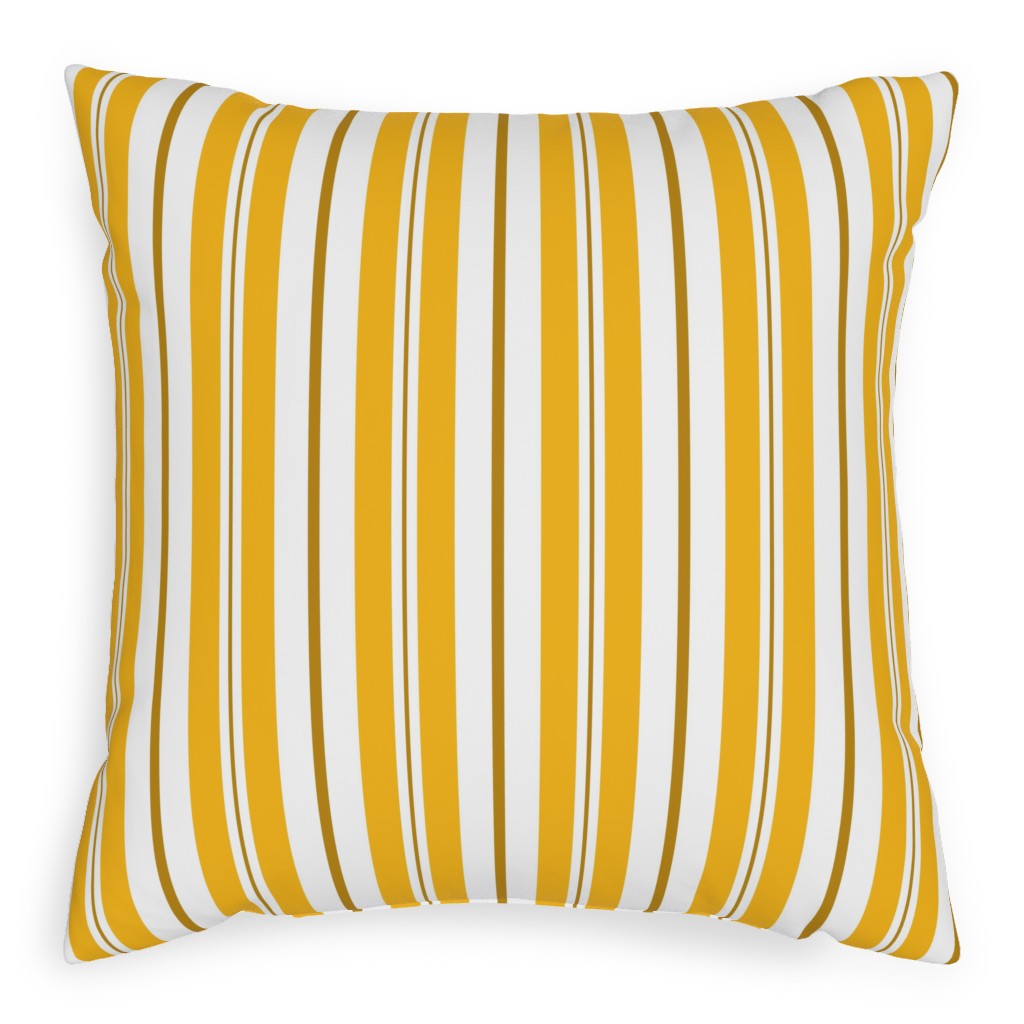 Gold White and Brown Stripes Pillow, Woven, Beige, 20x20, Single Sided, Yellow