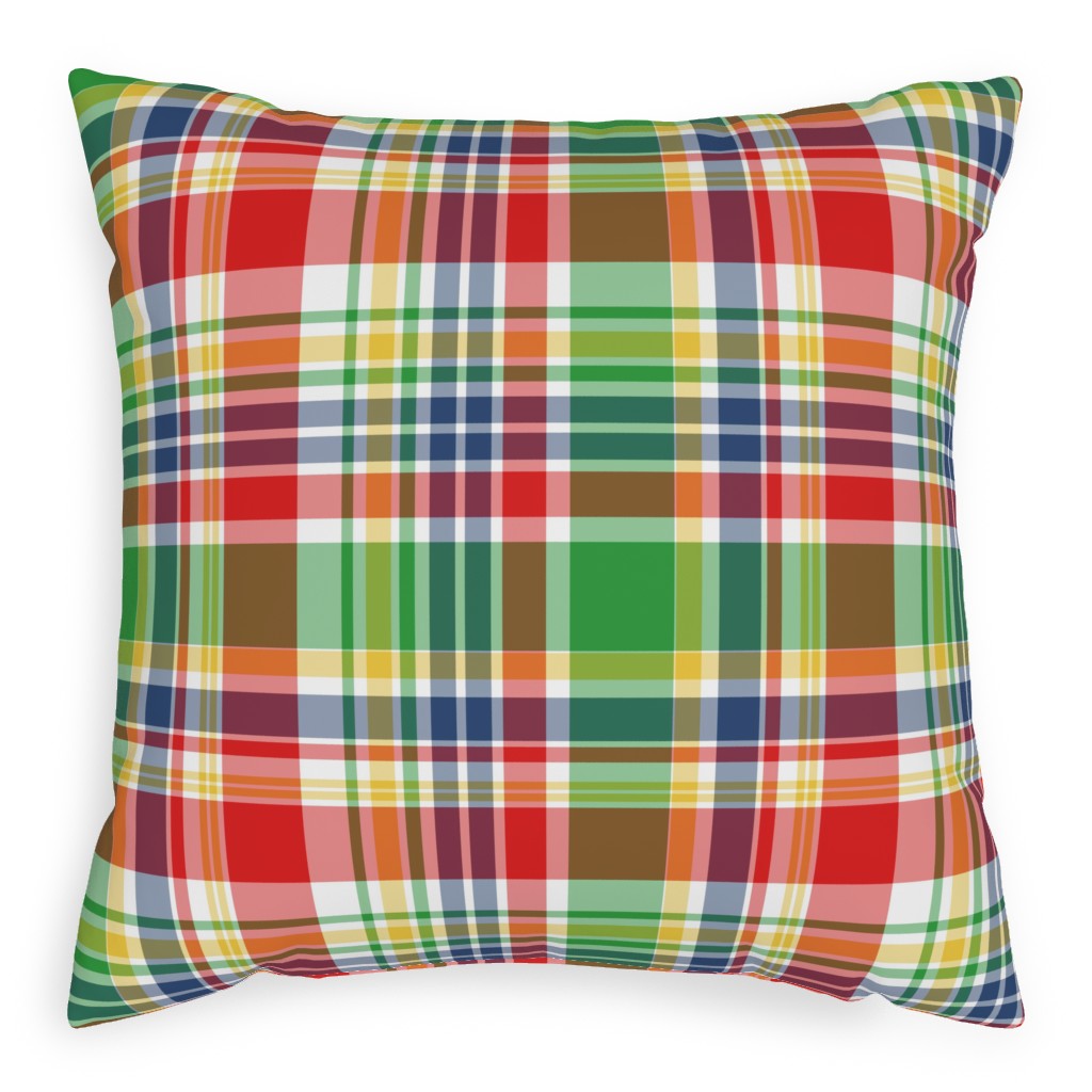 Plaid - Multi Bright Pillow, Woven, Beige, 20x20, Single Sided, Multicolor